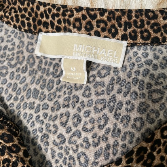 Michael Kors cheetah 1/2 zip roll tab blouse - Picture 5 of 6